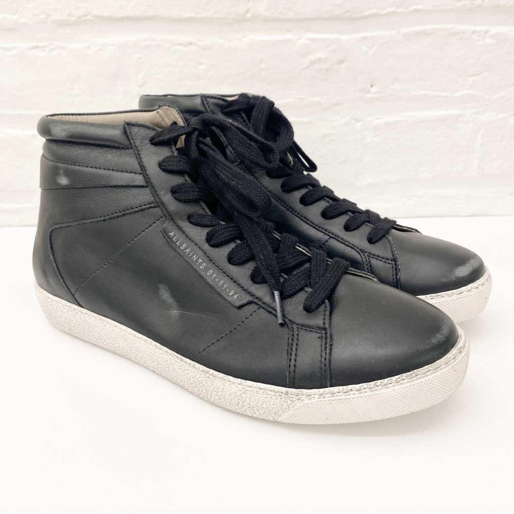 All Saints || Miles Hi Top Sneaker Black Distresed 42 US 9